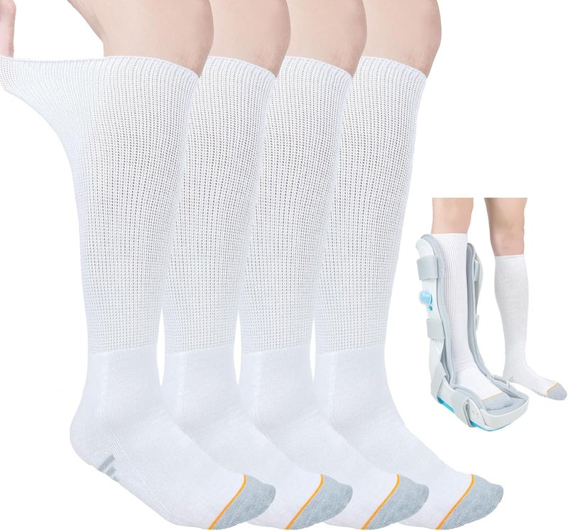 Ioryzek 2 Pairs Walking Boot Socks Liner air Cam Walker Cast Socks Fracture Boot Brace Breathable Surgical Orthopedics Socks for Men Women, White - Image 1